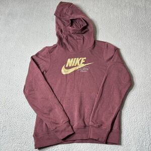 Nike Hoodie Womens XS Maroon Long‎ Sleeve Pullover Soft Hoodie